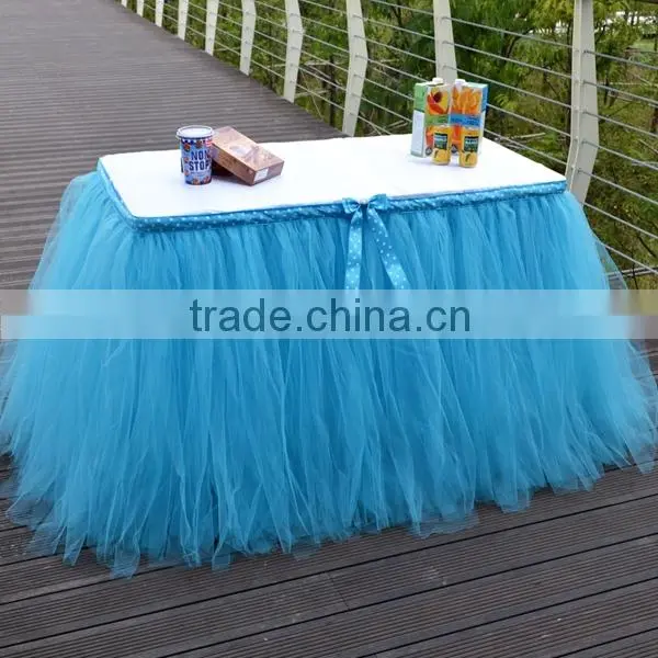 Tutu Tulle Table Skirt Cover Home Decoration Blue SD103 photo-2