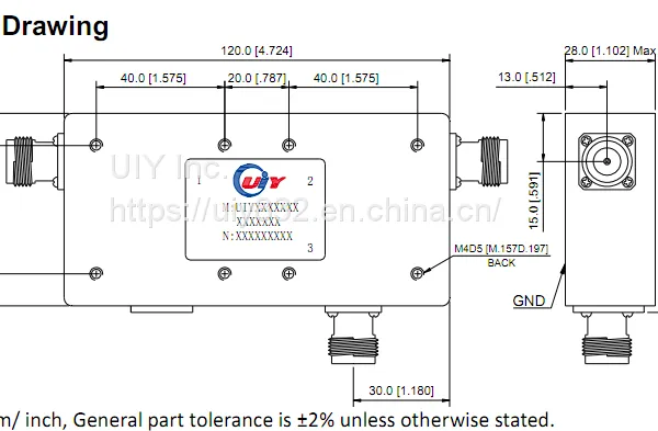 UIY RF Components 4 Ports 150W 148-174MHz N-F Dual Junction Coaxial Circulator photo-2
