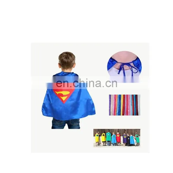 2021 Double Layers Superhero Costume Kid Adult Cape With Custom Mask For Kids Halloween Party Birthday Cosplay Costumes Set photo-2