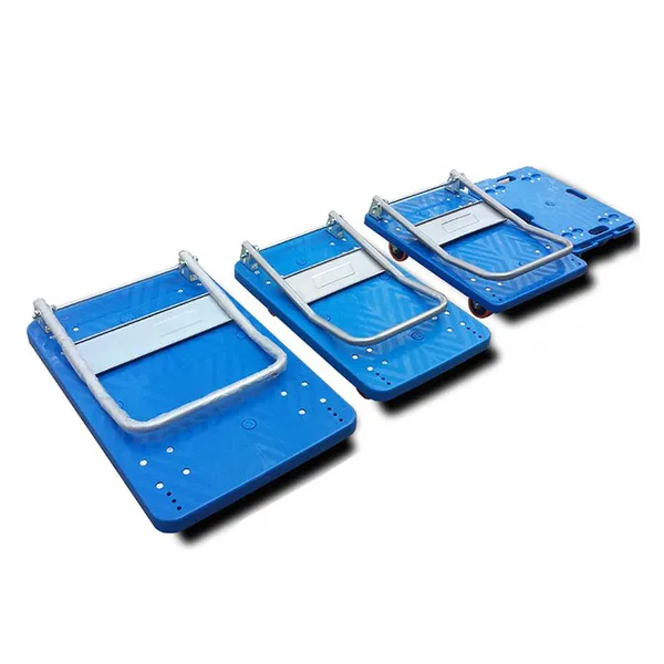 Warehouse Folding Armrest Flatbed Trolley Plastic Platform Trolley for Transporting Goods photo-2