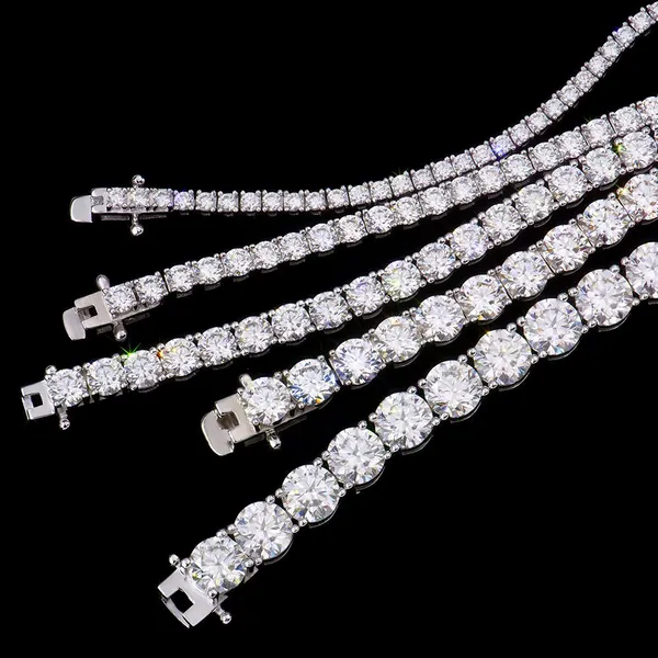 S925 Necklace Moissanite Wholesale Custom Men's Tennis Chain Bracelet Trendy Hip Hop Style With 925 Ice 2-6mm VVS1 Moissanite photo-3