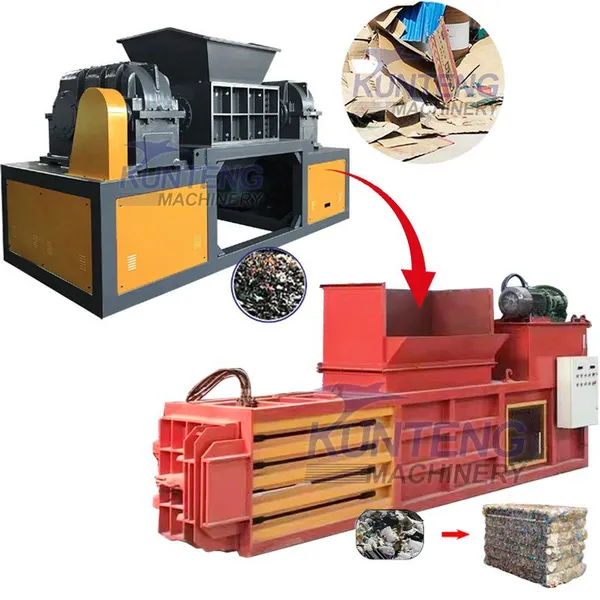 Heavy Duty Steel Coconut Metal Waste Wood Double Axis Shredding and Baling Production Line EPC