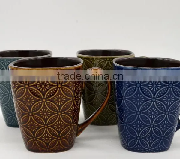 Stoneware Mugs Embossed