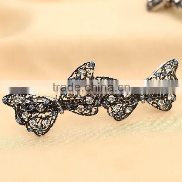 Luxurious Super Cute Loving Butterfly Long Hair Clip Rhinestone Barrettes Hair Ornament Accessories For Women Beauty photo-5