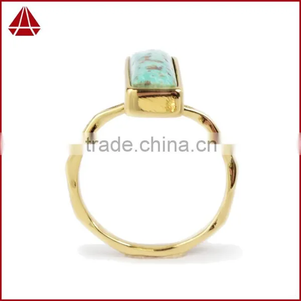 Natural Blue Turquoise Set Into a 18k Gold Bezel photo-4