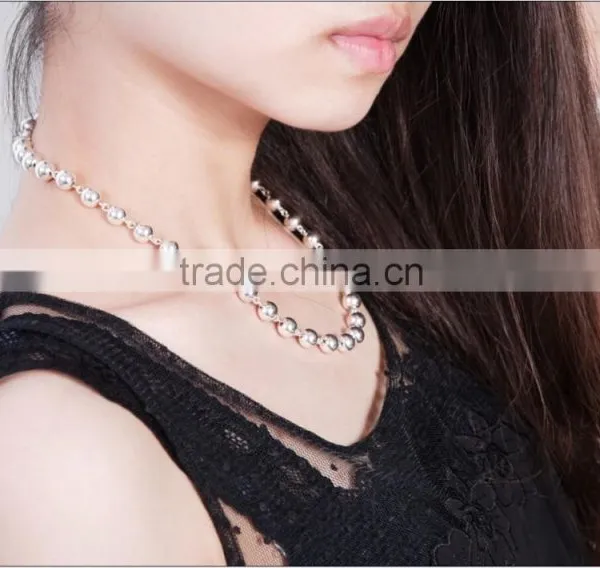 Different Size Sterling Beads 925 Sterling Silver Neckalce in Stock photo-4