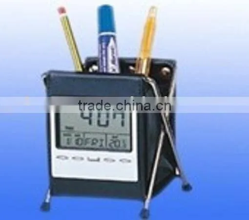 Penholder With Digital Calendar Clock