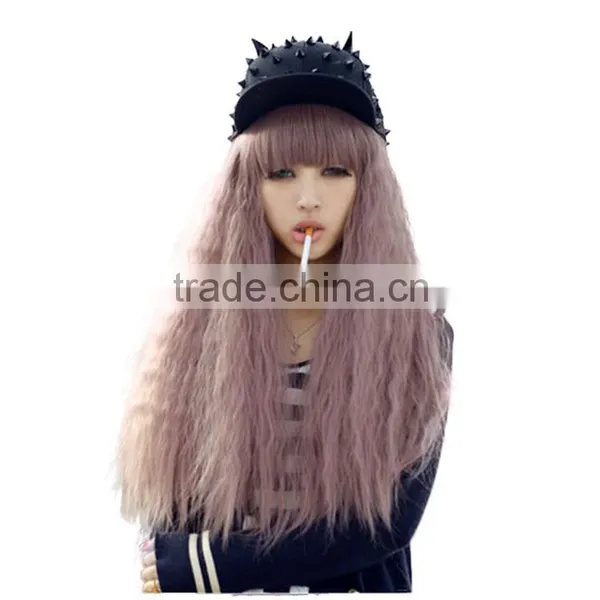 Taro Afro Curly Loose Wave Chic Neat Bang Cosplay Wig photo-2