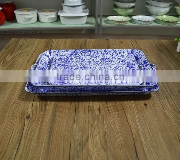 9092 Enamel Big Camping Baking Rectangle Tray photo-6