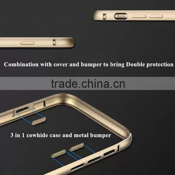 3in1cowhide Case and Metal Bumper,aviation Aluminum,PC, For Iphone 6/plus Style Case Cover, photo-6