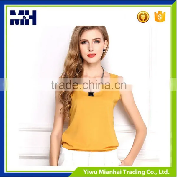 Casual Design Candy Color Summer Chiffon Sleeveless Shirt Women