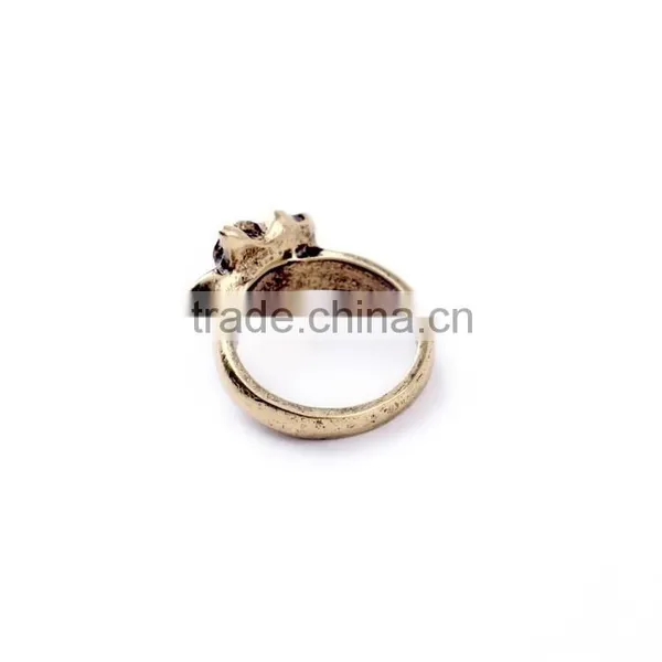 Cheap Wholesale Fashion Crystal and Pink Flower Alloy Ring Antique Gold Ring photo-4