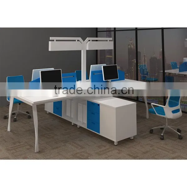 Modern Four People Office Workstation Metal Leg photo-2