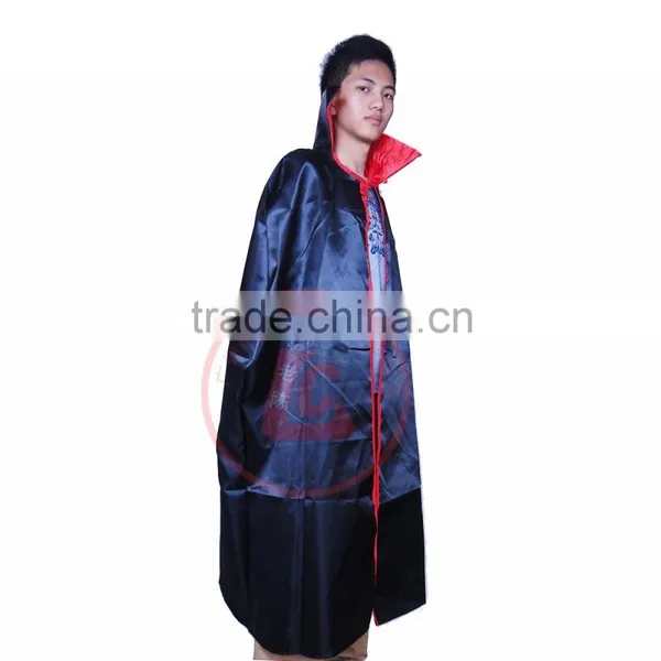 Halloween Party Sexy Long Black Cape Satin Cape Vampire Cape for Party photo-4