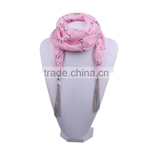 2016 Spring Chiffon Women New Design Silver Tasseled Multifunctional Scarf photo-2