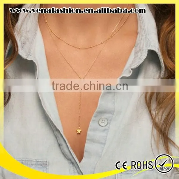 Star Beads Tassel Long Gold Necklace Designs, Plain Gold Necklace photo-2