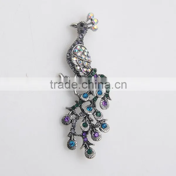 New Arrival Larger Peacock Inlay Rhinestone Display Special Design Fashion Brooches photo-2
