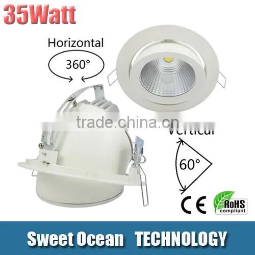 High Lumen High CRI 80 90 Adjustable COB LED Downlight 35W Spotlight