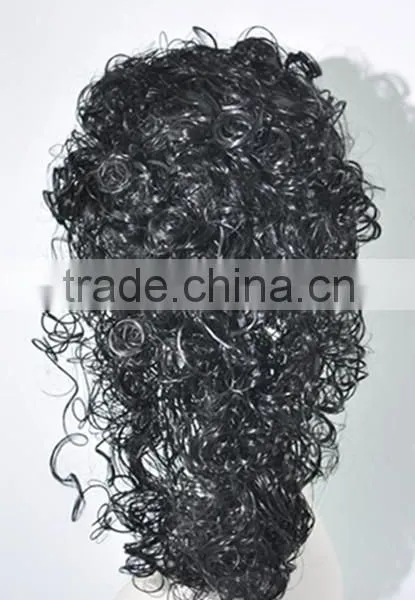Long Black Crazy Afro Curls Wigs Football Fans Wig N344 photo-3