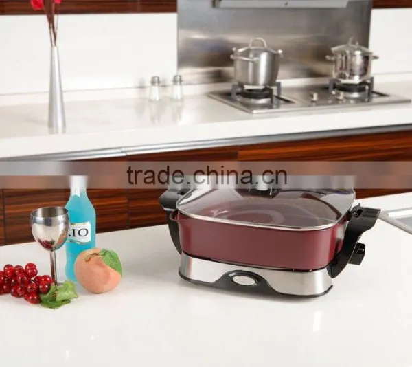 Multi Cooker With Adjustable Thermostat 12*12 Inches Square Non-stick Coating Electric Skillet Fry Pan photo-3