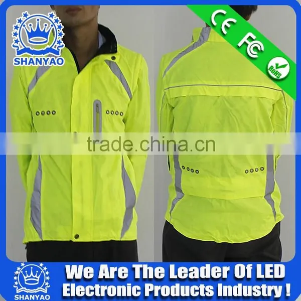 2016 Hot Selling LED Fluorescent Green Refletive Coat For Road Safety At Night photo-3