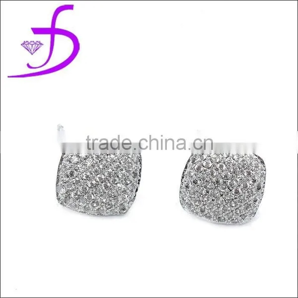 925 Sterling Silver Cubic Zirconia Fake Micro Pave Stud Earrings