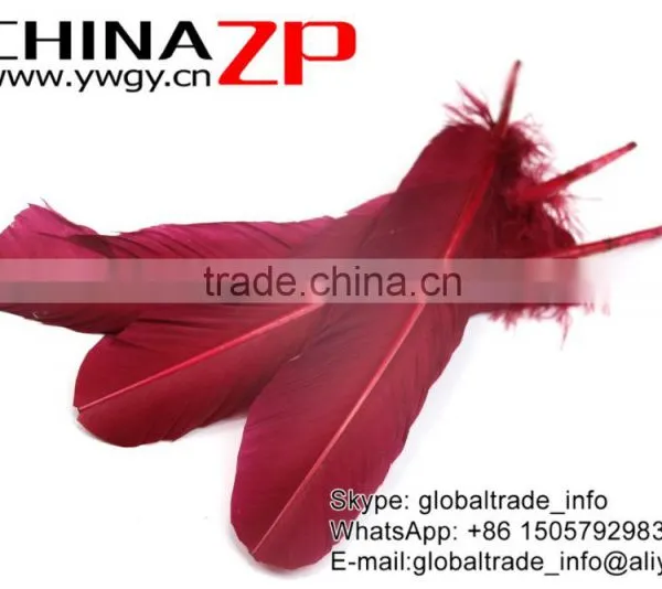 ZPDECOR Bulk Sale Feather Size From 30cm to 35cm Dyed Burdundy Solid Color Turkey Feathers photo-3