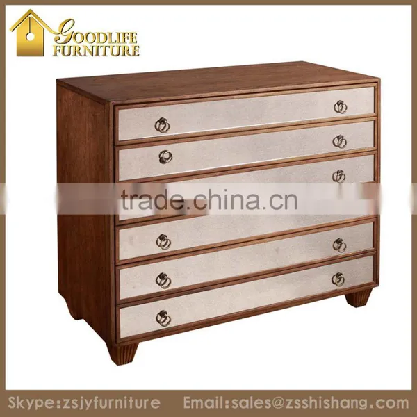 Antique Reproduction Wooden Console Cabinet With 6 Drawers
