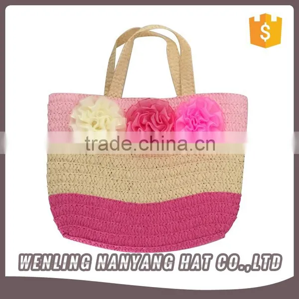 Multiform Color 3 Flowers Above Hawaii Beach Style Girl Woven Handbag