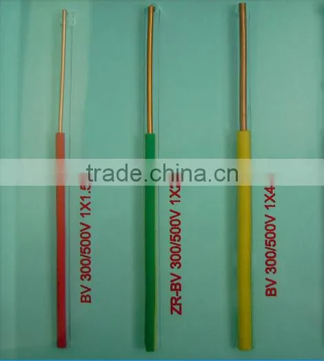 High Quality Bare Copper Single Core Cable 1.0/1.5/2.5/4.0mm2 Bvv Electric Wires