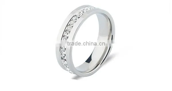 White Cubic Zirconia Eternity 316L Stainless Steel Wedding Band Ring for Lover photo-2