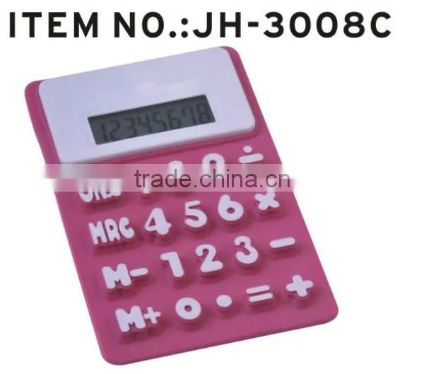 8 Digit Foldable Pocket Calculator Silicone Solar Calculator With Custom Logo photo-3