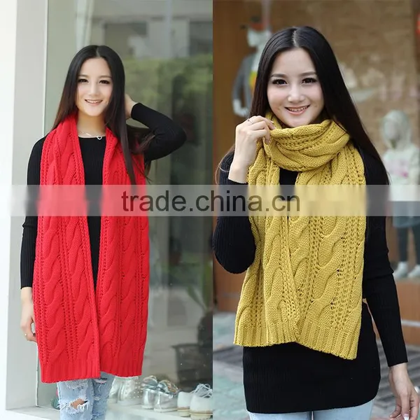 Hot Sale Large Women Knitting Infinity Scarf Winter Thicker Muffler Scarves Brand Solid Color Women's Scarf photo-6