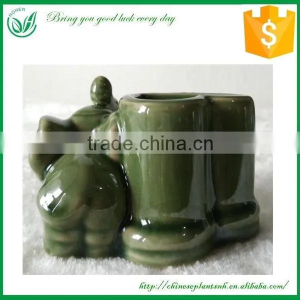 Small Straight Lucky Bamboo Ceramic Flower Pot photo-4