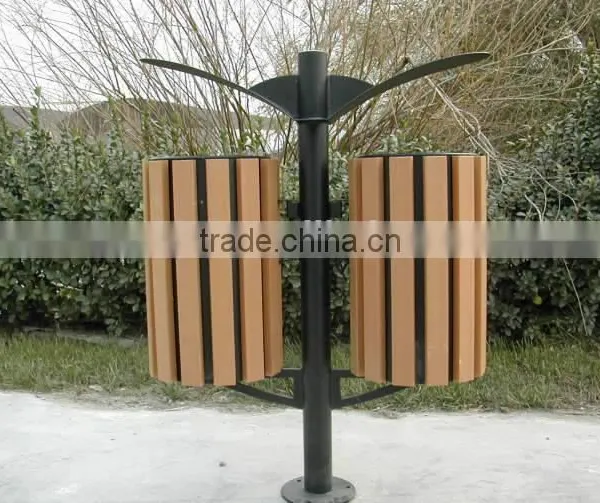 2016 Hot Selling Type !! Good Quality and Environmental Wooden Plastic Steel Recycling Garden Dustbin photo-2
