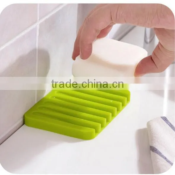 Bathroom Silicone Shower Soap Tray Dish Storage Holder photo-3