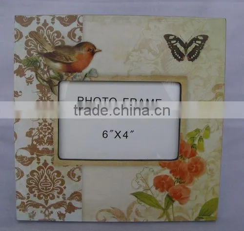 Beautiful Paper Printing Wooden Photo Frame 4x6'' Opening With Birds and Flower Desgin photo-5