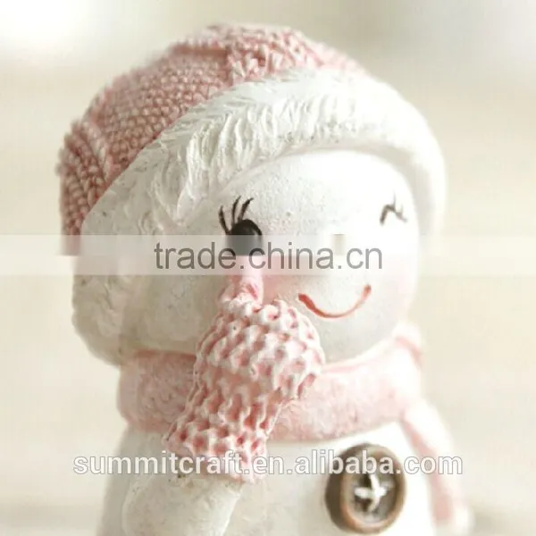 3" Miniature Glittered Resin Chinese Christmas Snowman Figurines photo-4