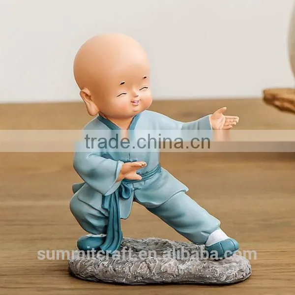 Resin Little Monk Statue Shaolin Monk Figurine photo-3