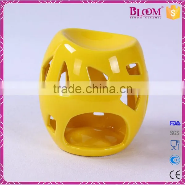 Ceramic Craft Hollow Out Desgin Yellow Incense Burner photo-2