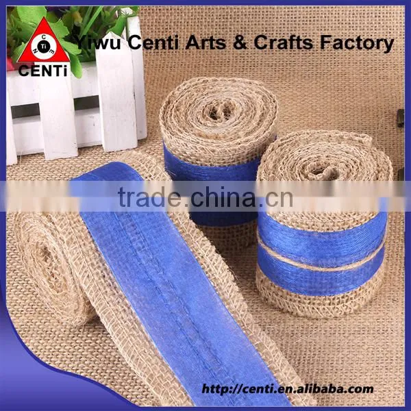 Natural Jute Hessian Burlap Ribbon With Lace Trims Tape Belting Strap Crafts photo-6