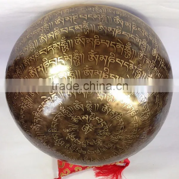 High Quality Om Mani Padme Hum Tibetan Mantra Crafted Meditation Singing Bowl photo-5