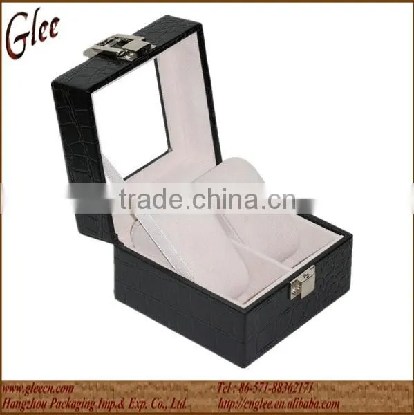 2 Slots Crocodile Pattern Leather Watch Box photo-3