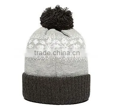 Blue Knitted Custom Pom Long Cuff Beanie photo-5