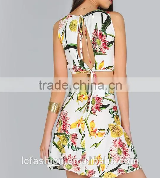 Sexy Summer Beach Print Crop Top and Skirt Wholesale Ladies Summer Beach Clothing photo-3