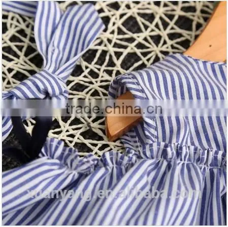 2017 Wholesale Lovely Sweet Liitle Girl Boutique Clothing Stripe off Shoulder New Design Children Summer Dress photo-4