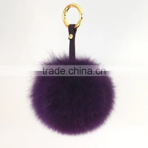 Myfur Fashion Metal Keychain Fox Rabbit Fur Ball Crystal Pom Pom Keychain for Bag photo-3