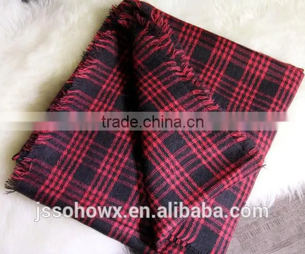 2014 Winter Hot Sale Classic Black & Red Plaid Scarf Shawl photo-4