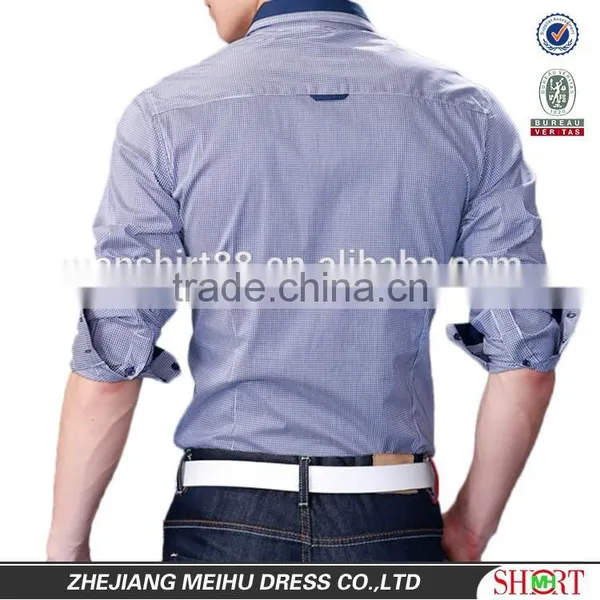New Arrival 2016 Micro Check Slim Fit Casual Shirts for Men photo-4