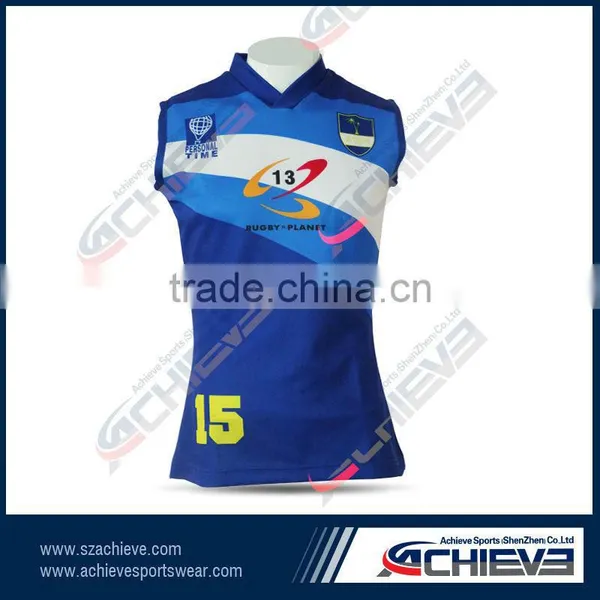 Custom Cheap Sublimated Rugby Jersey Green and Yellow photo-4